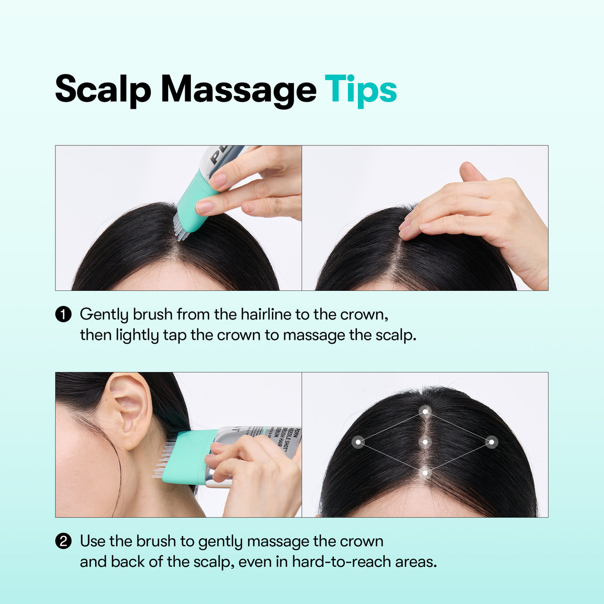 Scalp massage using the built-in serum brush
